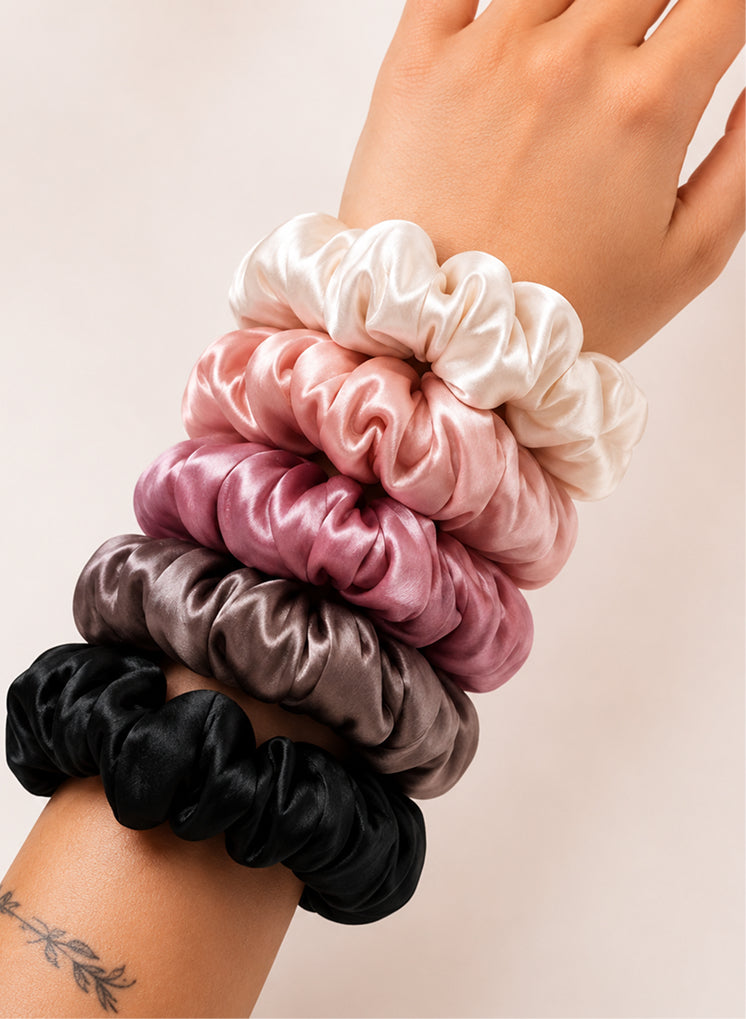 Silk Satin Scrunchie Set- 5 Pack Hair Ties.