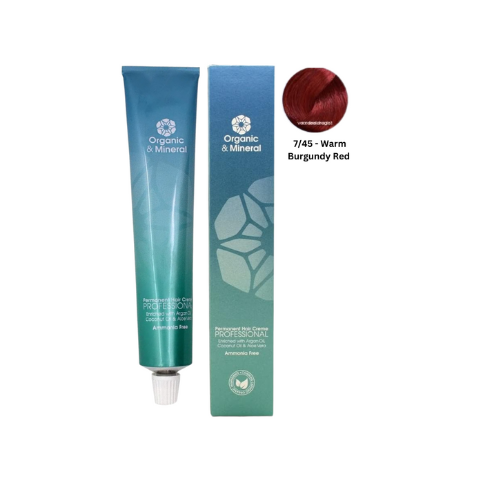 Organic & Mineral Permanent Hair Colour 120ml - 7/45 Warm Burgundy Red