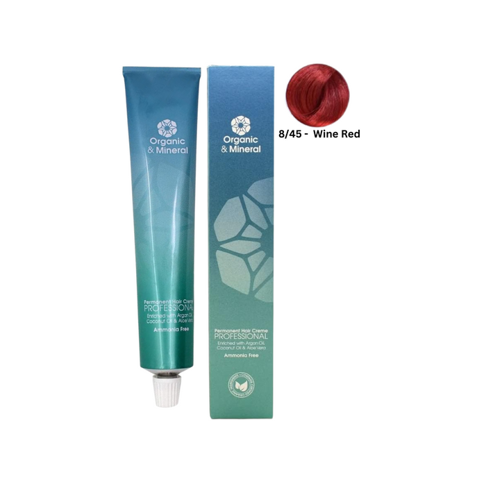 Organic & Mineral Permanent Hair Colour 120ml - 8/45 Wine Red