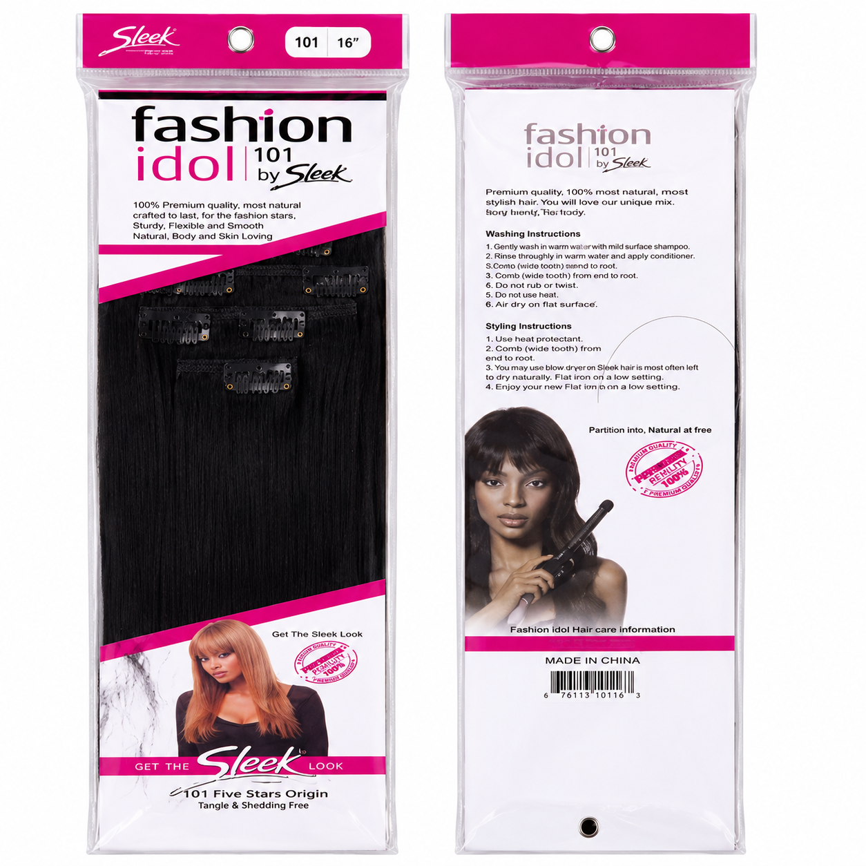 Sleek Fashion Idol 101 Synthetic Clip-In Hair Extensions 18"