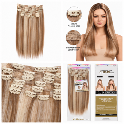 Darbro Doja Silk Press Straight Clip-In Synthetic Hair Extensions 22"