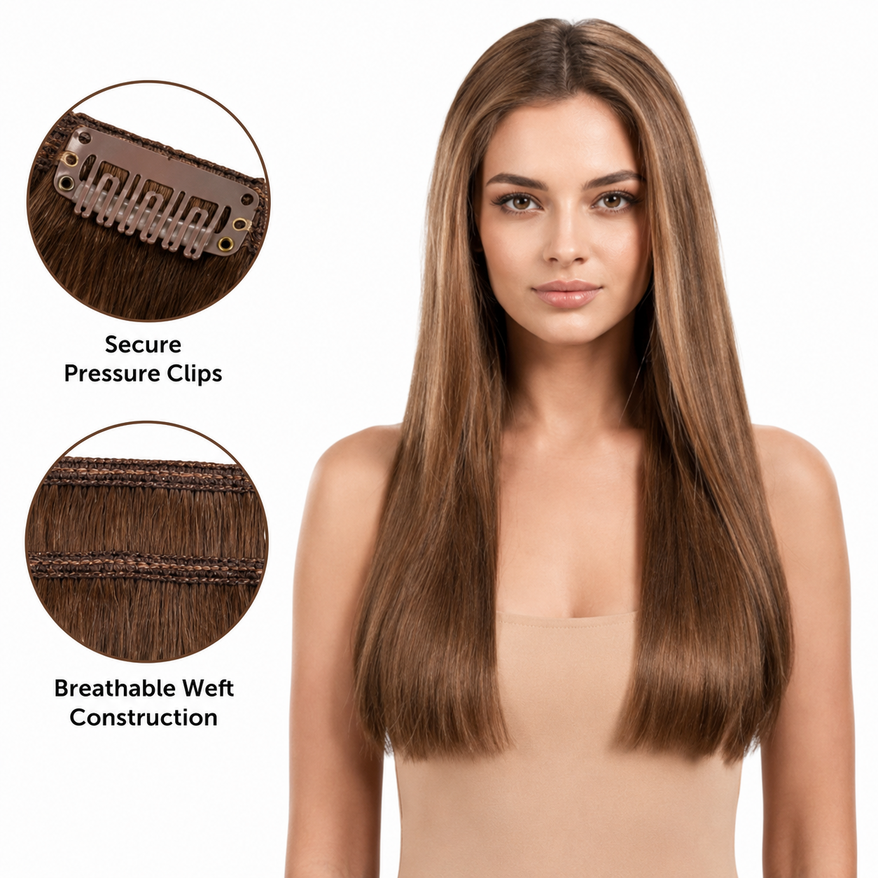 Darbro Doja Synthetic Silk Press Straight Clip-In Hair Extensions 22"