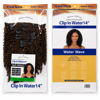 Kuknus Water Wave Clip-In Synthetic Hair Extensions 14"