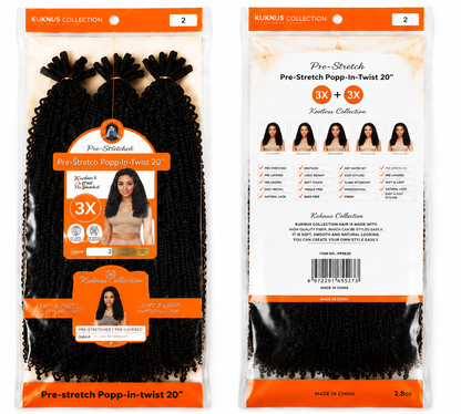 Kuknus Style Pre Streched Popp-In-Twist Bulk Synthetic Hair