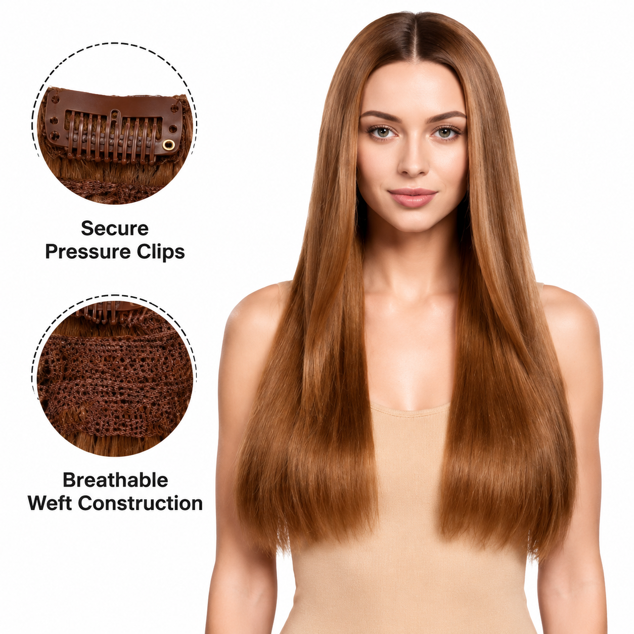 Darbro Doja Synthetic Silk Press Straight Clip-In Hair Extensions 18"