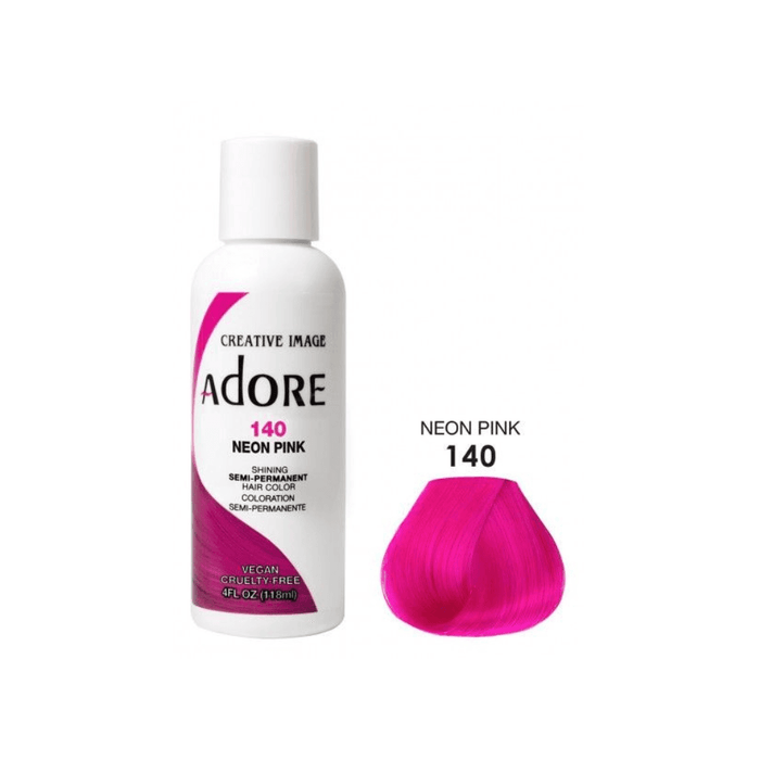 Adore Semi Permanent Hair Color #140 Neon Pink 118ml - Beauty and Hair Supply