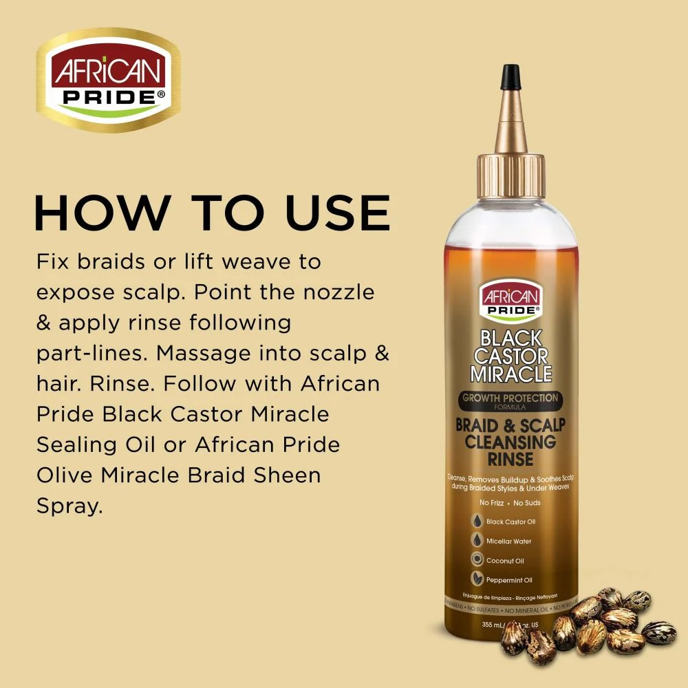African Pride Black Caster Oil Braid and Scalp Cleansing 355ml-Clarifying Shampoo-Beauty and hair supply