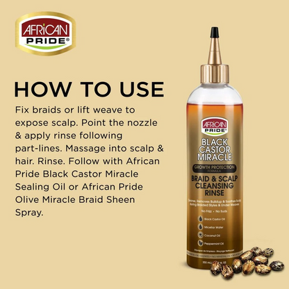 African Pride Black Caster Oil Braid and Scalp Cleansing 355ml-Clarifying Shampoo-Beauty and hair supply