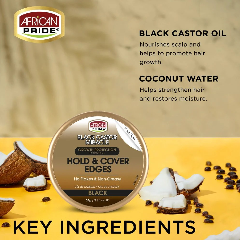 African Pride Black Castor Edge Gel 64g-Gel-Beauty and hair supply