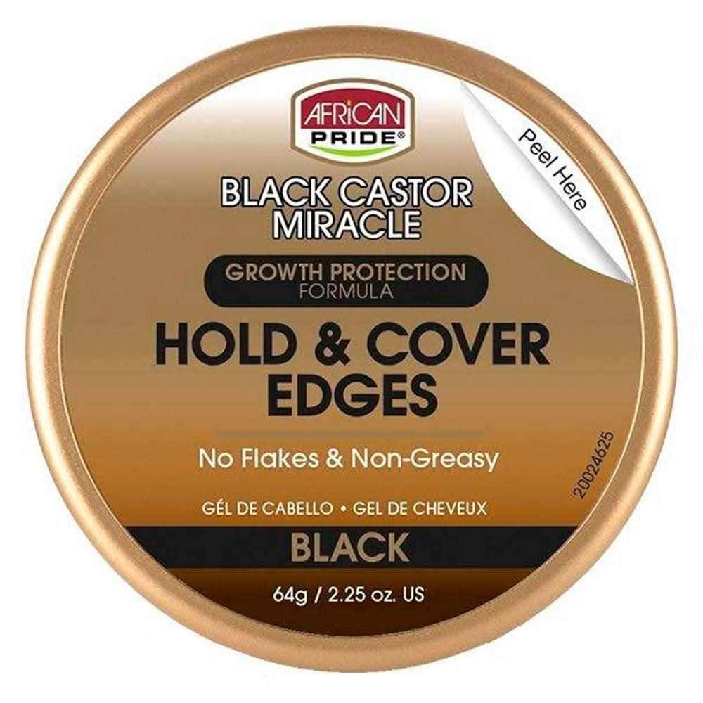 African Pride Black Castor Edge Gel 64g-Gel-Beauty and hair supply