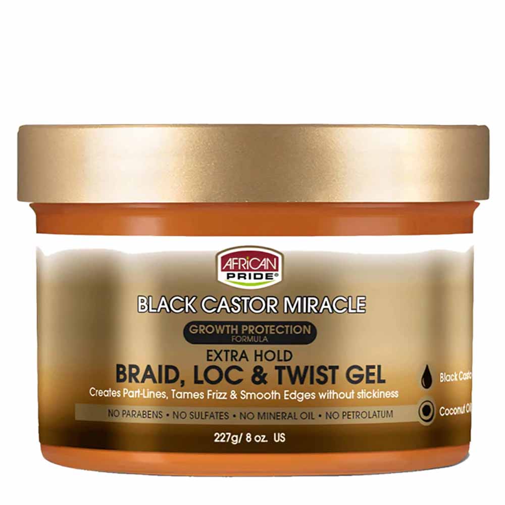 African Pride Black Castor Miracle Braid Loc &amp; Twist Gel 227g-Gel-Beauty and hair supply