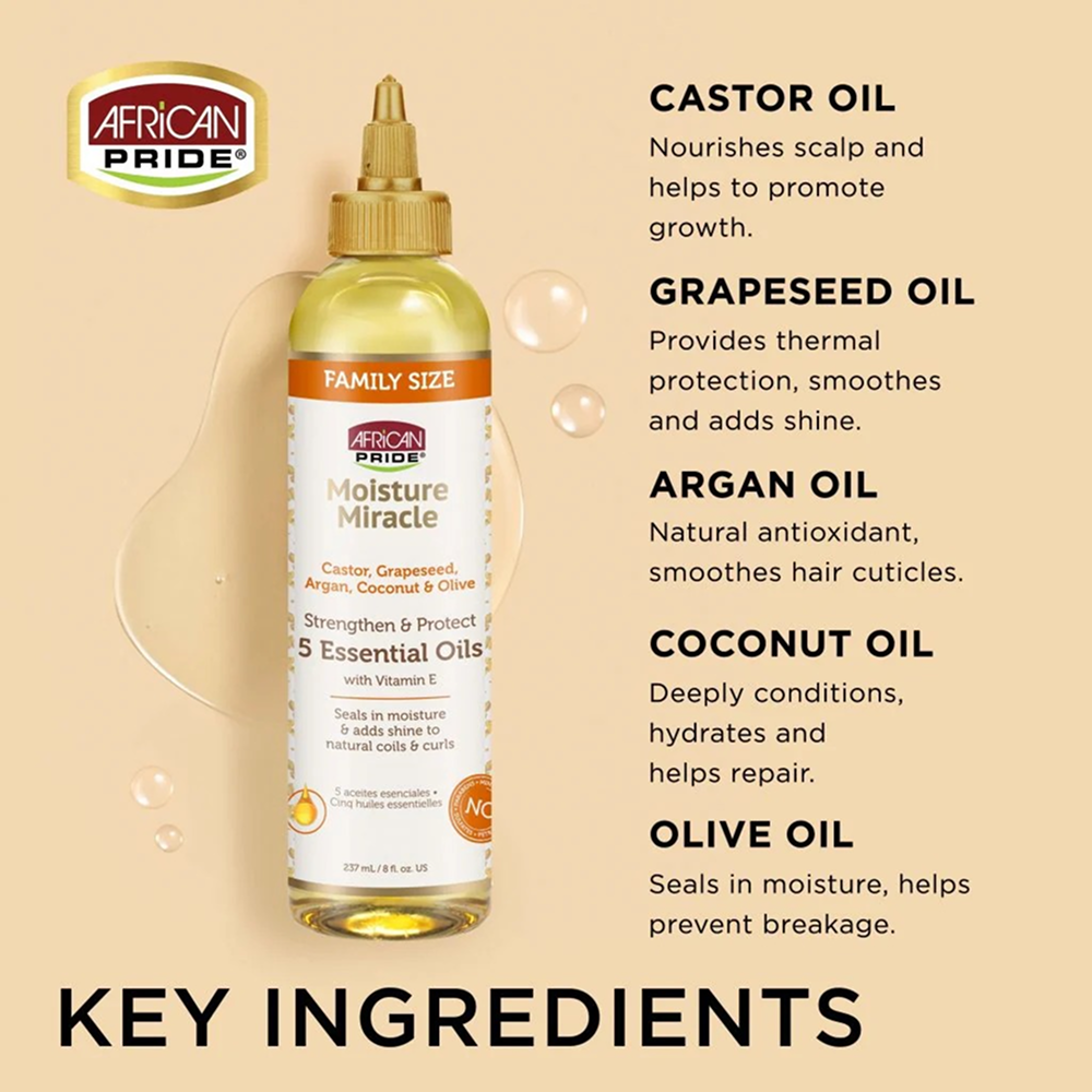 African Pride Moisture Miracle 5 Essential Oils 119ml-Hair Oil-Beauty and hair supply