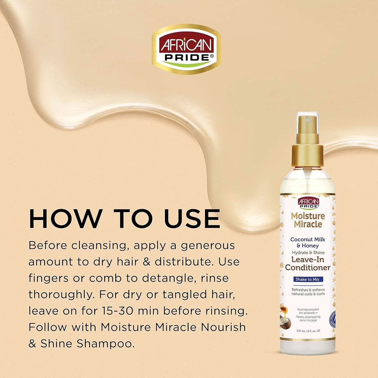 African Pride Moisture Miracle Leave-In Conditioner 8oz-Leave-in Spray-Beauty and hair supply