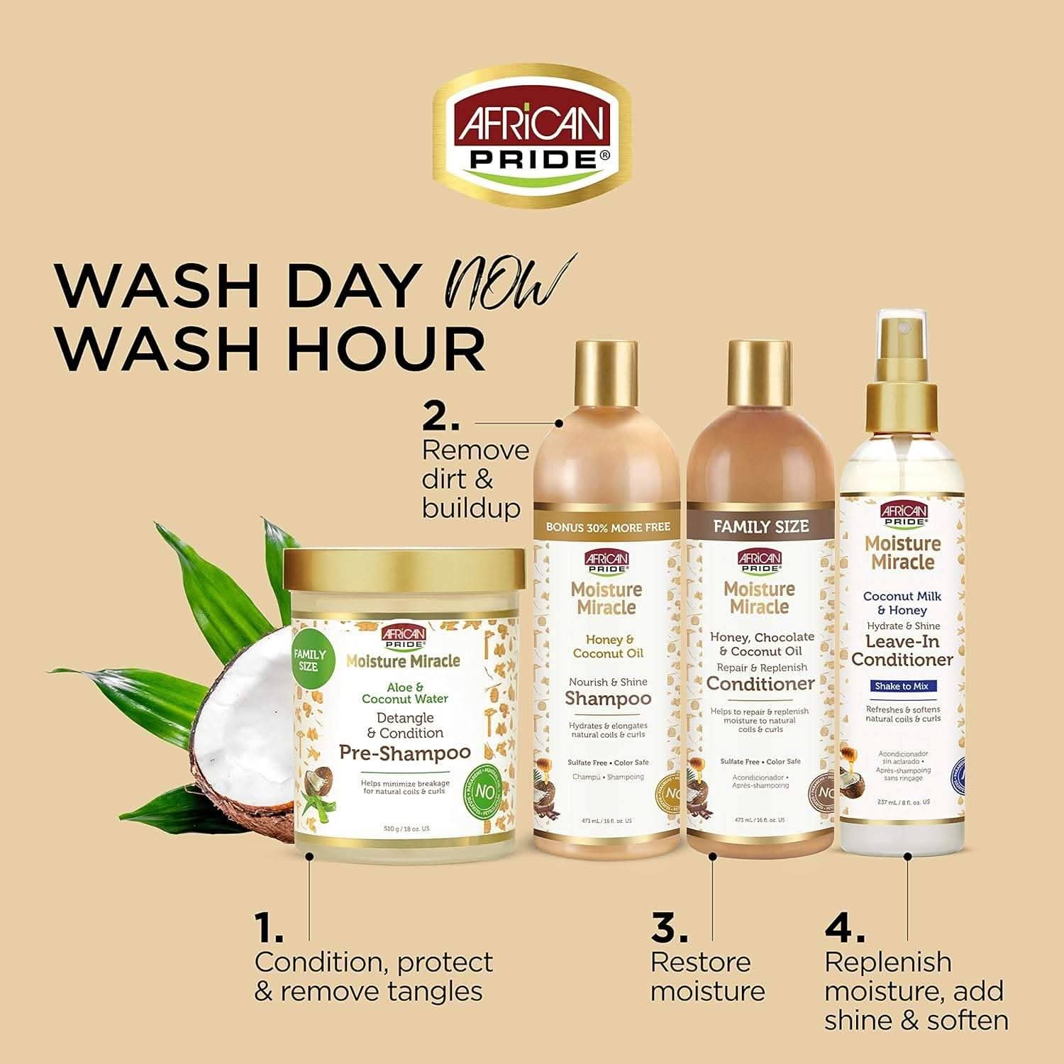 African Pride Moisture Miracle Leave-In Conditioner 8oz-Leave-in Spray-Beauty and hair supply