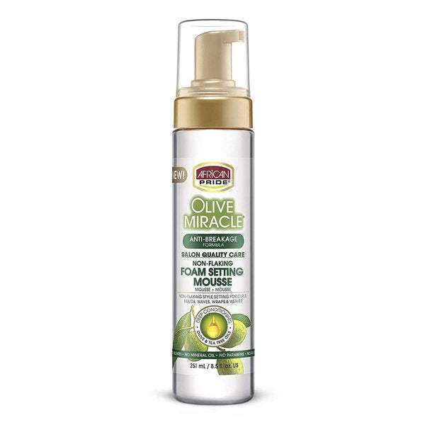 African Pride Olive Foam Setting Mousse 251ML - Beauty and Hair Supply