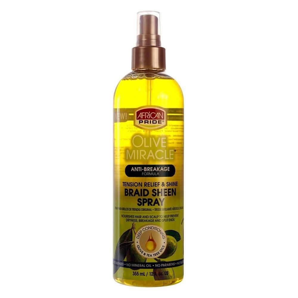 African Pride Olive Miracle Braid Sheen Spray 355ml-Volumizing Spray-Beauty and hair supply