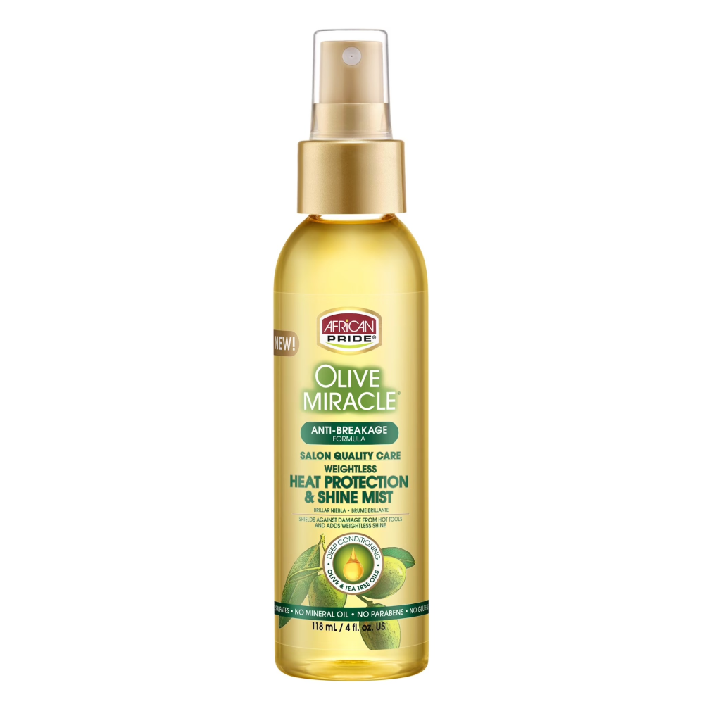 African Pride Olive Miracle Heat Protection Shine Mist 4oz-All-Beauty and hair supply