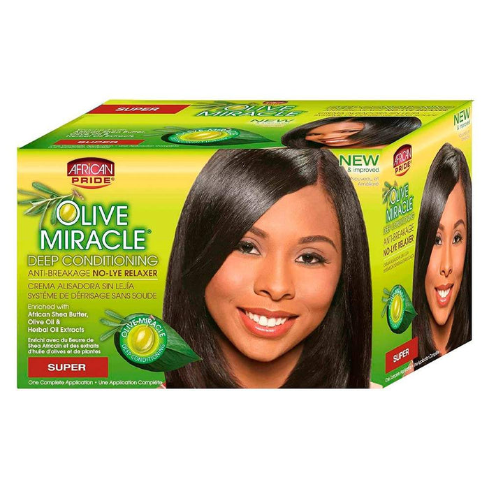 African Pride Olive Relaxer Kit Super 227g - Beauty and Hair Supply