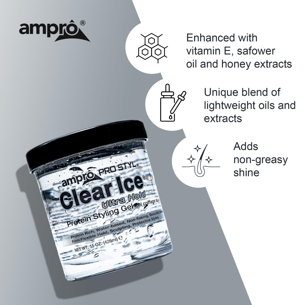 Ampro Clear Ice Styling Gel 15oz-All-Beauty and hair supply