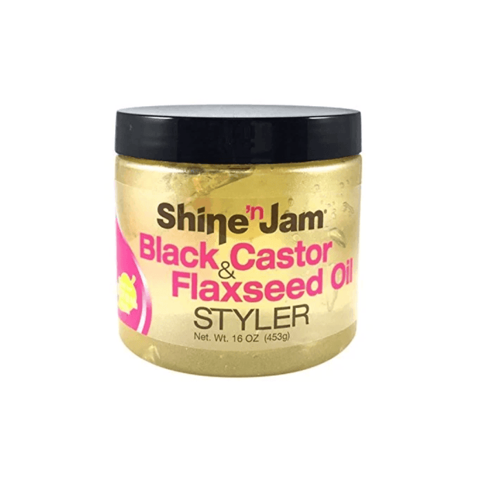 Ampro Shine 'n Jam Black Castor & Flaxseed Oil Styler 453g - Beauty and Hair Supply