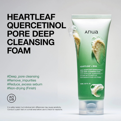 Anua Heartleaf Quercetinol Pore Deep Cleansing Foam 150ml-Face Wash-Beauty and hair supply