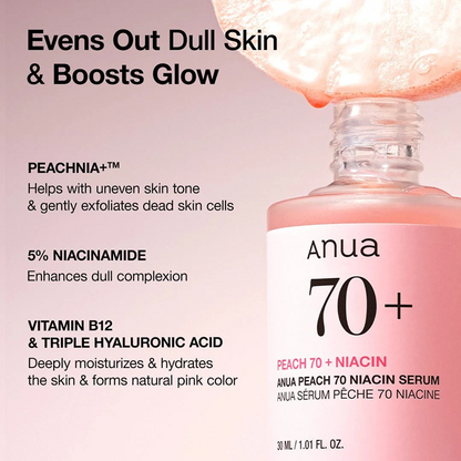 Anua Peach 70% Niacinamide Serum 30ml-Niacinamide Serum-Beauty and hair supply
