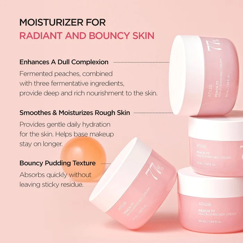 Anua Peach 77% Niacin Enriched Cream - 50ml-Collagen Glow Moisturizer-Beauty and hair supply