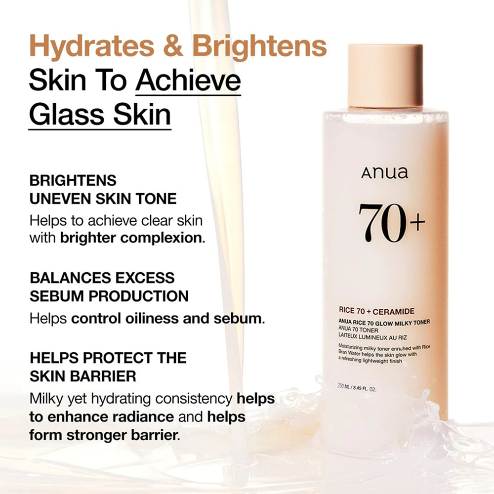 Anua Rice 70 Illuminating Milky Tonic 250ml-Toner-Beauty and hair supply