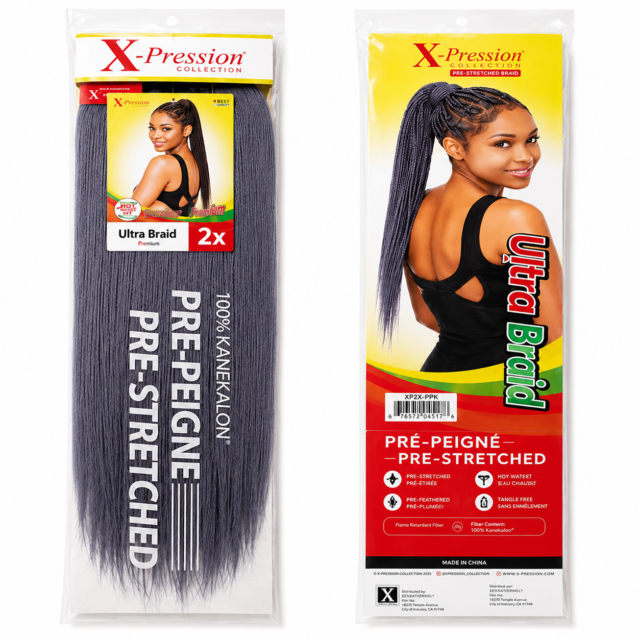X-Pression Pre-Stretched Braiding Hair 2X Pack, 24"