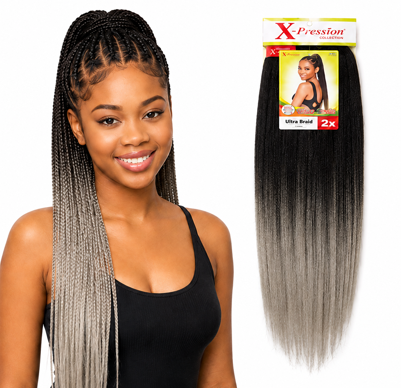 X-Pression Pre-Stretched Braiding Hair 2X Pack, 24"