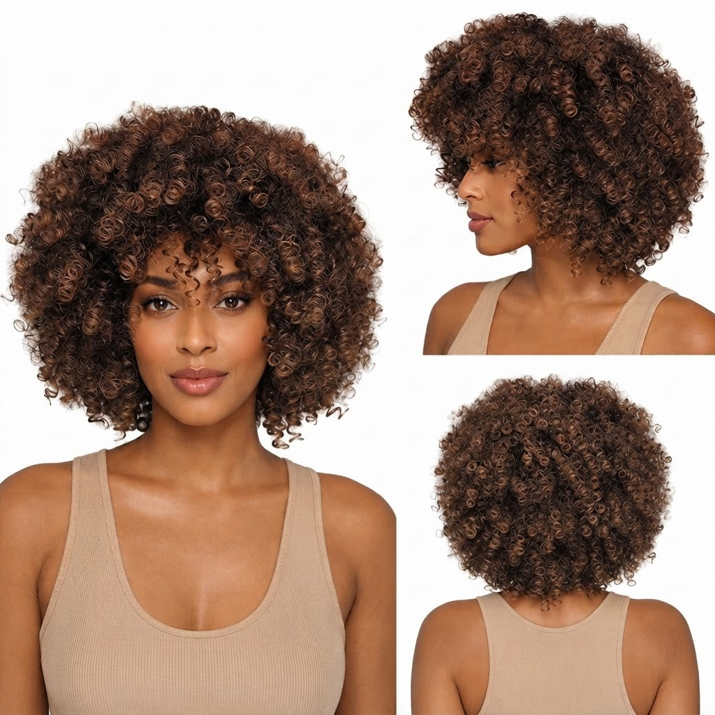Black Angle Dita - Synthetic Short Spiral Curly Hair Wig