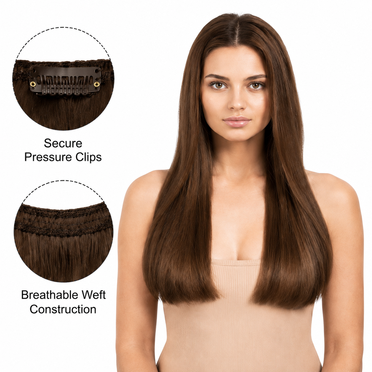 Darbro Doja Synthetic Silk Press Straight Clip-In Hair Extensions 18"