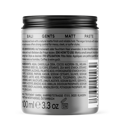 Bali Curls Bali Gents Matt Paste 100ml-Hair Matte Paste-Beauty and hair supply