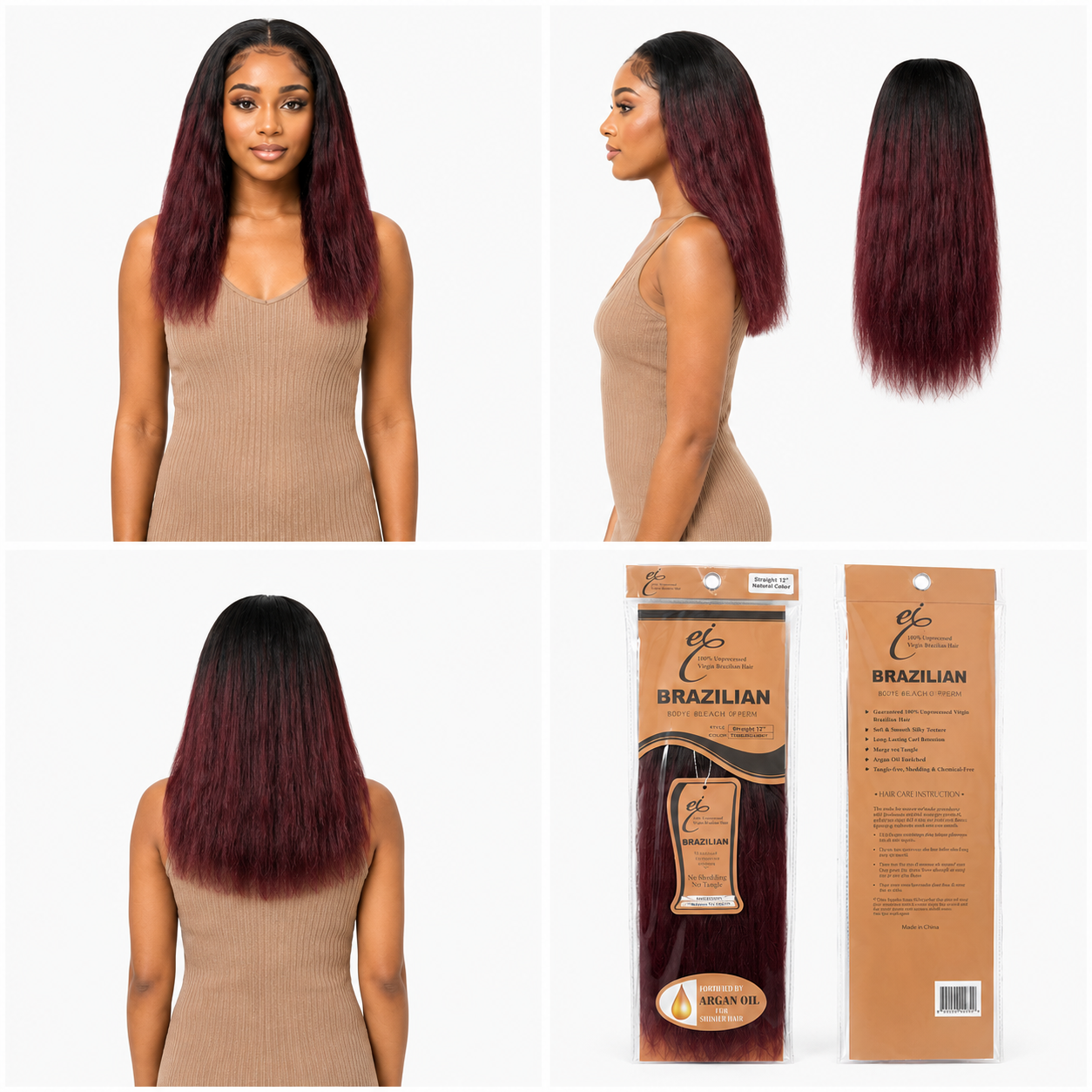 Ei 100% Unprocessed Virgin Brazilian Human Hair Extension Body Wave Natural