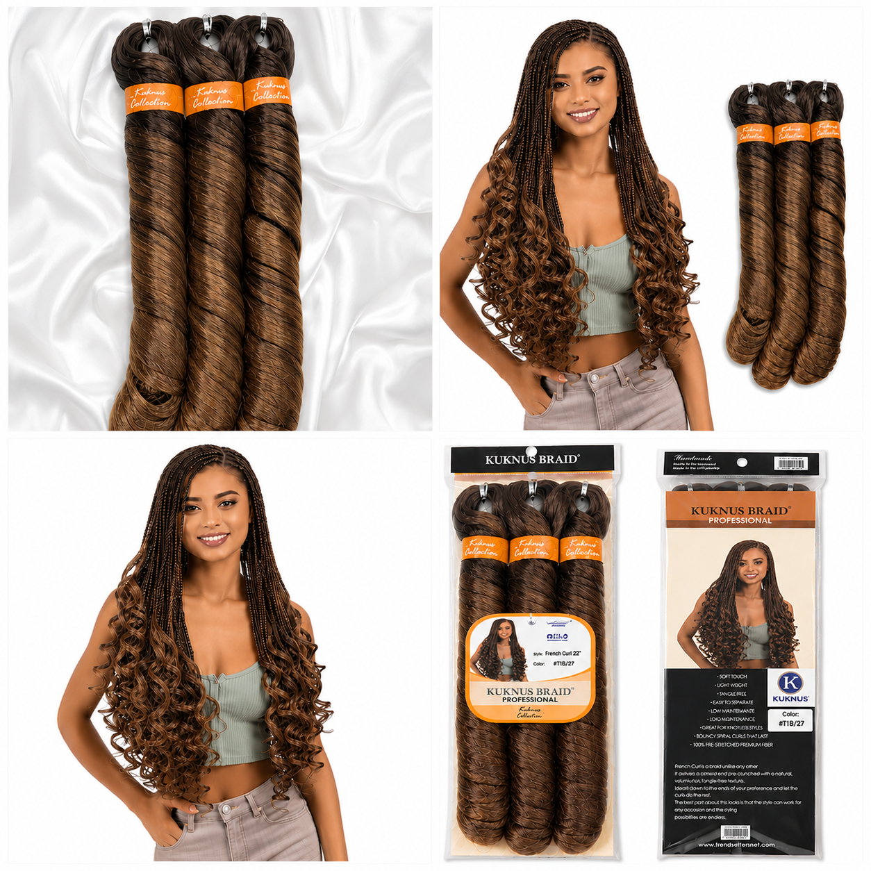 Kuknus Style 3x French Curl Bulk Synthetic Hair