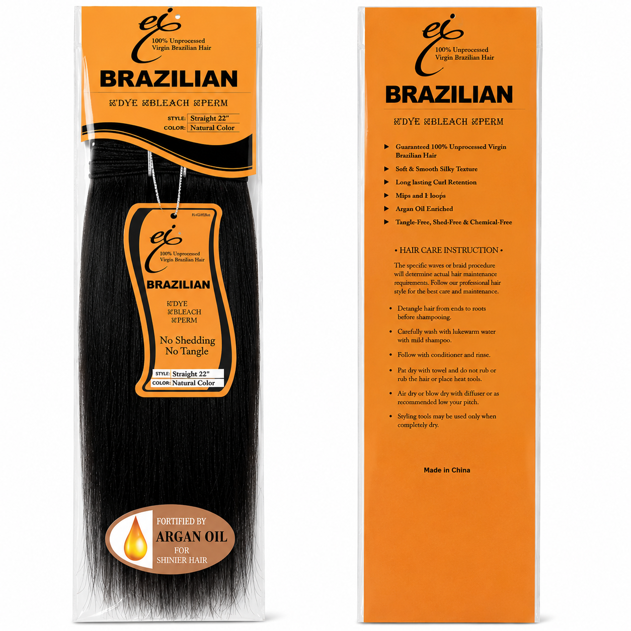 Ei Brazilian 100% Unprocessed Virgin Brazilian Human Hair Extension Straight Natural