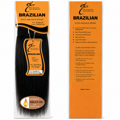Ei Brazilian 100% Unprocessed Virgin Brazilian Human Hair Extension Straight Natural