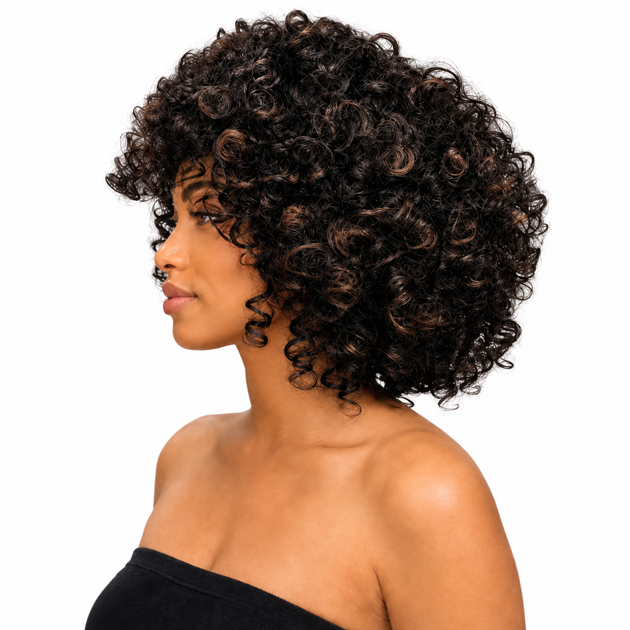 Black Angle Rohee - Synthetic Short Spiral Curly Hair Wig