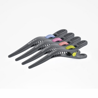 Bifull Sectioning Clips Black with Color Details (Pack of 4)-Hair Clips-Beauty and hair supply