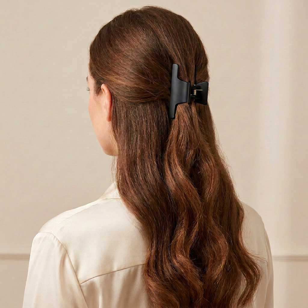 Bifull Small White/Black Clamp Clip 12 Units-Hair Clips-Beauty and hair supply