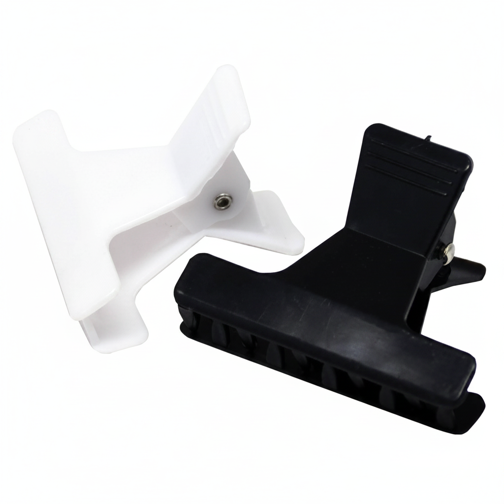 Bifull Small White/Black Clamp Clip 12 Units-Hair Clips-Beauty and hair supply