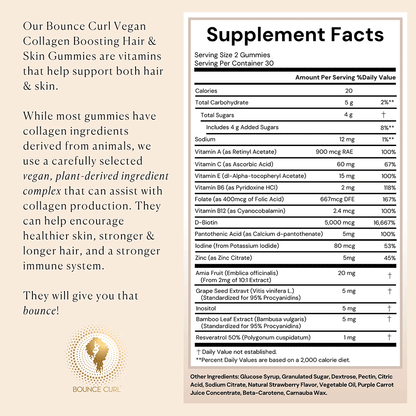Bounce Curl Vegan Collagen Boosting Hair &amp; Skin Gummies-Supplement-Beauty and hair supply