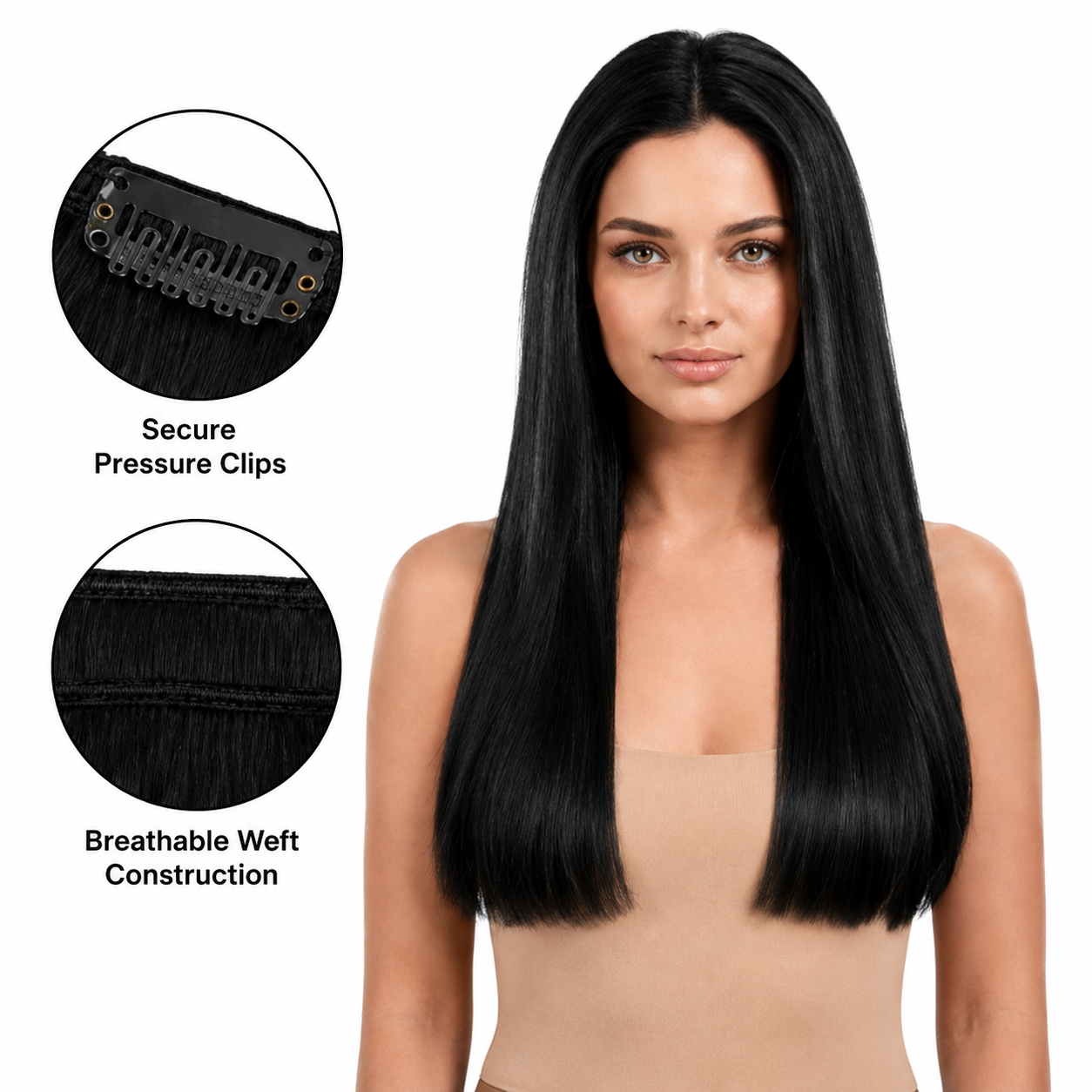 Darbro Doja Synthetic Silk Press Straight Clip-In Hair Extensions 22"