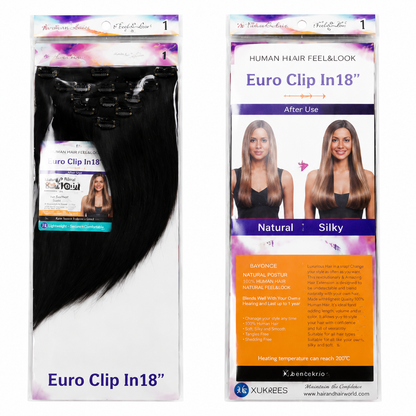 Kuknus Euro Clip-In Straight Synthetic Hair Extensions 18"