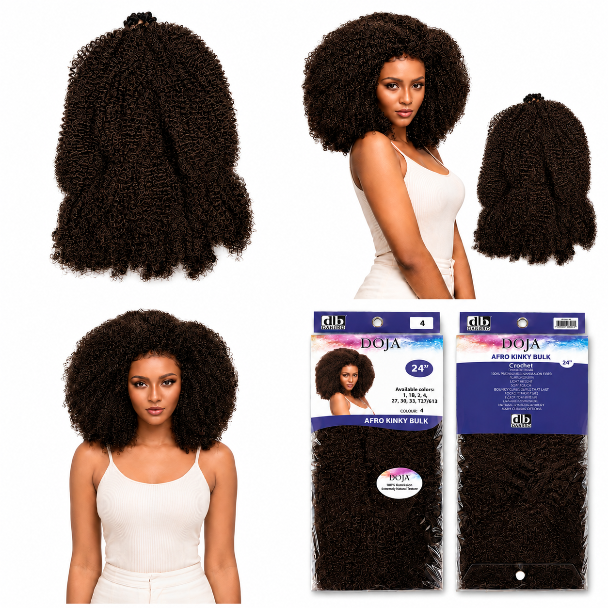 Darbro Doja Style Afro kinky bulk Synthetic Hair 24