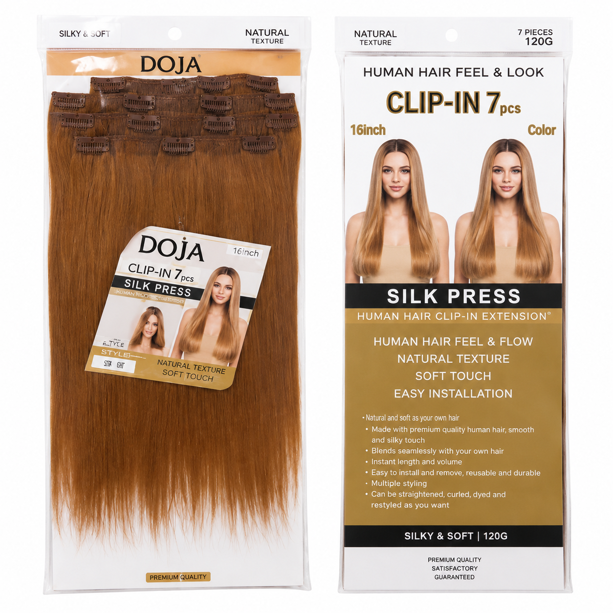 Darbro Doja Silk Press Straight Clip-In Synthetic Hair Extensions 18"