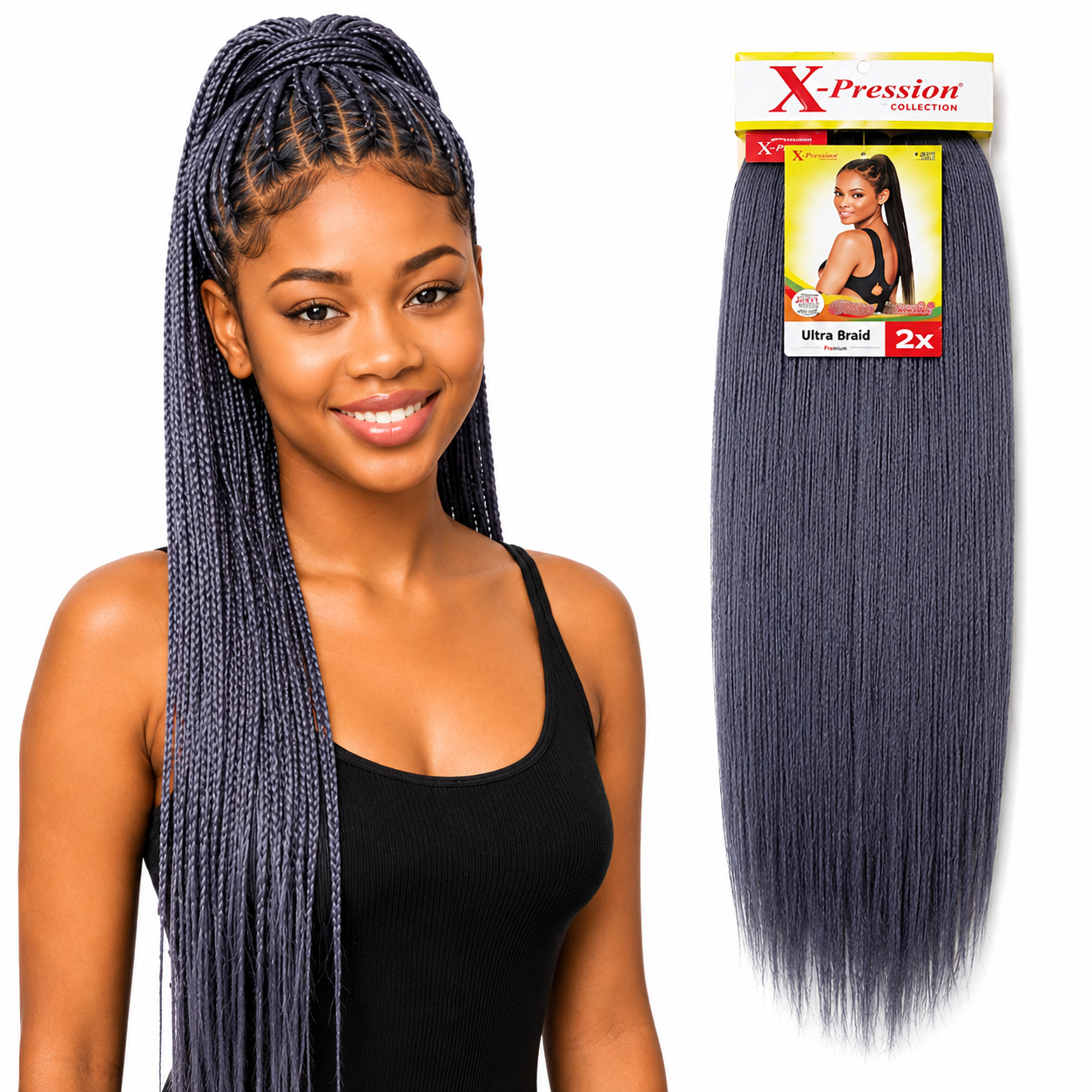 X-Pression Pre-Stretched Braiding Hair 2X Pack, 24"