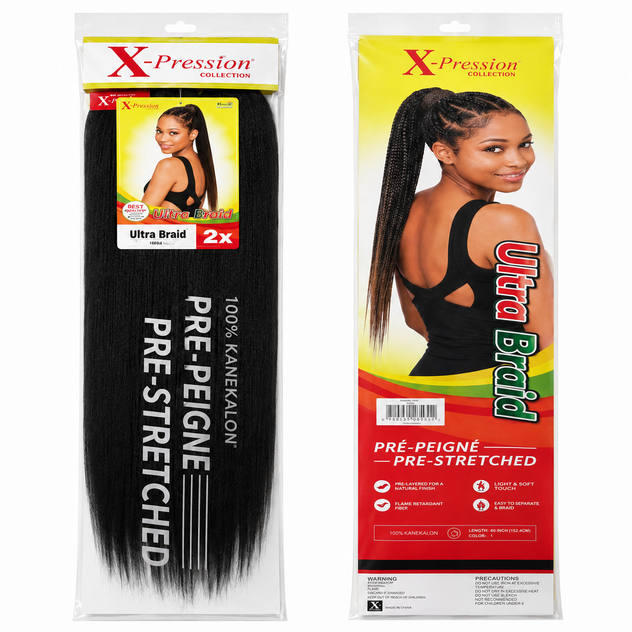 X-Pression Pre-Stretched Braiding Hair 2X Pack, 24"