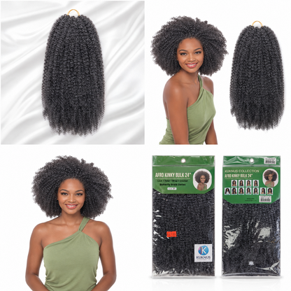 Kuknus Afro Kinky Bulk Synthetic Braiding Hair, 24"