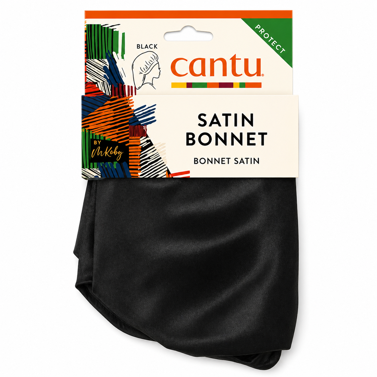 Cantu Satin Bonnet Black Classic-Hair Cap-Beauty and hair supply